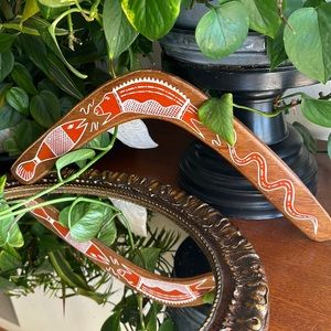 Wood Boomerang Toss Hand Crafted Large Painted Art